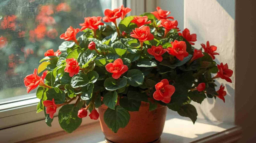 Begonia (Begonia semperflorens) in a pot